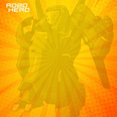 A Cartoon Drawing Of A Robot With Robo Hero Written On The Top GIF