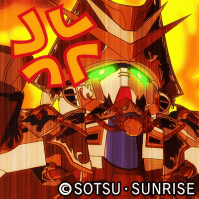 A Cartoon Drawing Of A Robot With The Word Sunrise On The Bottom GIF