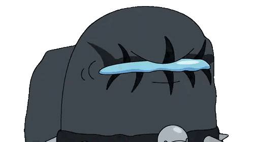 A Cartoon Drawing Of A Rock With A Tear Coming Out Of Its Eye Sticker