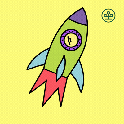 A Cartoon Drawing Of A Rocket With A Purple Nose GIF