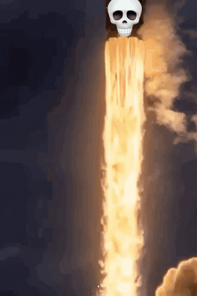 A Cartoon Drawing Of A Rocket With A Skull On It GIF