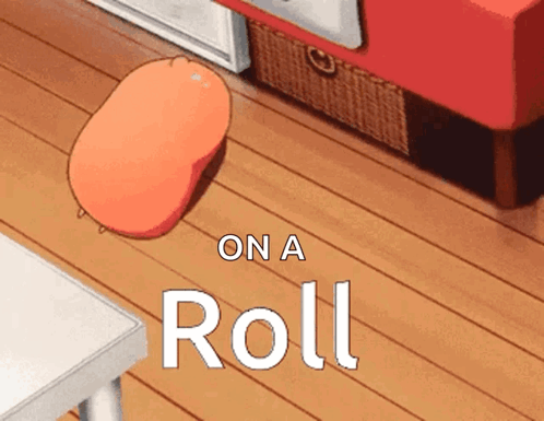 A Cartoon Drawing Of A Roll Sitting On A Table GIF