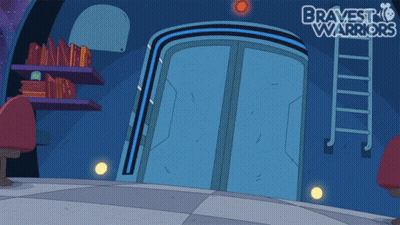 A Cartoon Drawing Of A Room With The Words Bravest Warriors Above It GIF