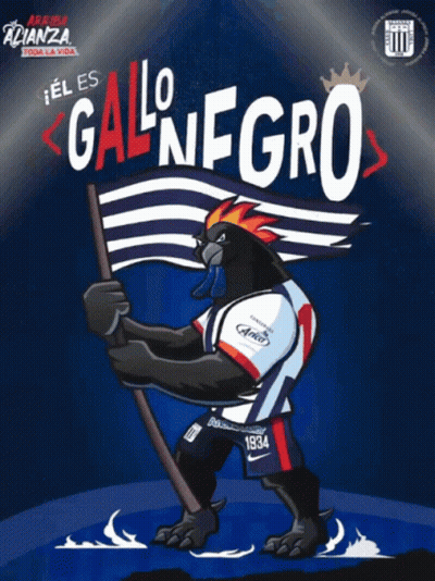 A Cartoon Drawing Of A Rooster Holding A Flag That Says Lo Gannegro GIF