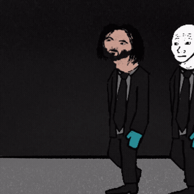 A Cartoon Drawing Of A Row Of Men In Suits And Ties GIF