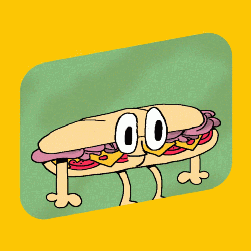 A Cartoon Drawing Of A Sandwich With The Number 00 On Its Eyes GIF