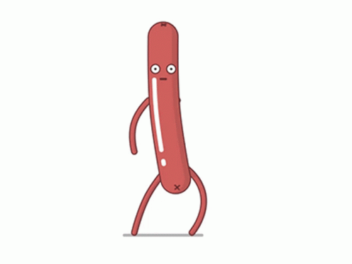 A Cartoon Drawing Of A Sausage With A Face On It GIF