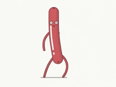 A Cartoon Drawing Of A Sausage With Arms And Legs GIF