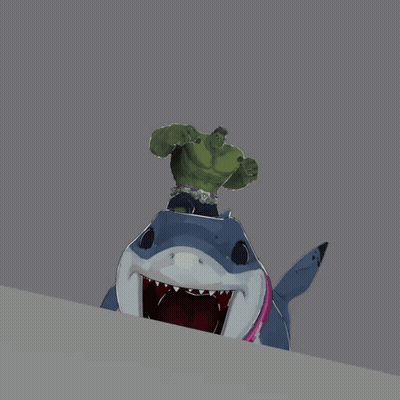 A Cartoon Drawing Of A Shark And Hulk GIF
