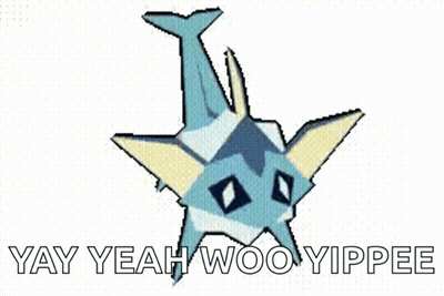 A Cartoon Drawing Of A Shark With The Words Yay Yeah Woo Yippee Written Below It . GIF
