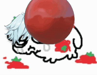A Cartoon Drawing Of A Sheep With A Red Ball On Its Head GIF