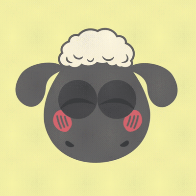 A Cartoon Drawing Of A Sheep With Its Eyes Closed And Red Cheeks GIF