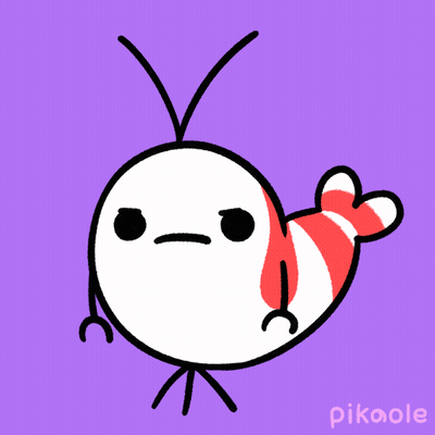 A Cartoon Drawing Of A Shrimp With Smoke Coming Out Of Its Mouth And The Name Pikoole On The Bottom GIF