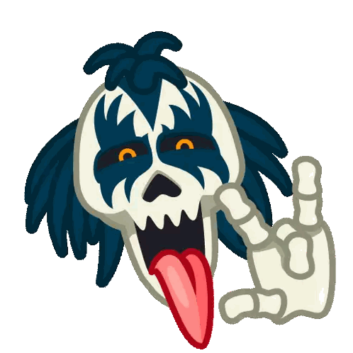 A Cartoon Drawing Of A Skeleton Making A Peace Sign With Its Tongue Out Sticker