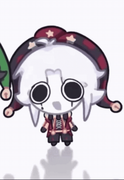 A Cartoon Drawing Of A Skeleton With A Red And Black Hat GIF