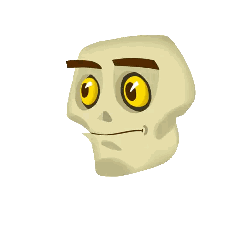 A Cartoon Drawing Of A Skeleton With A Surprised Look On His Face Sticker