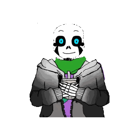 A Cartoon Drawing Of A Skeleton With Blue Eyes And A Green Scarf Around His Neck Sticker