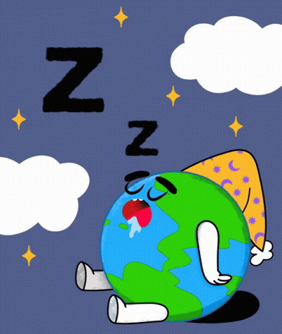 A Cartoon Drawing Of A Sleeping Earth With The Letters Nz Above It GIF