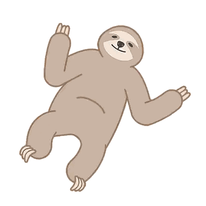 A Cartoon Drawing Of A Sloth Laying On Its Back On A White Background Sticker