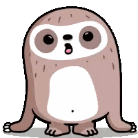 A Cartoon Drawing Of A Sloth With A Surprised Look On Its Face Sticker