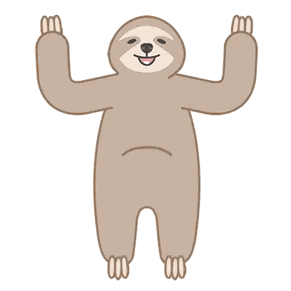 A Cartoon Drawing Of A Sloth With Its Arms Up Sticker