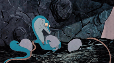 A Cartoon Drawing Of A Snake And Eggs In A Nest GIF