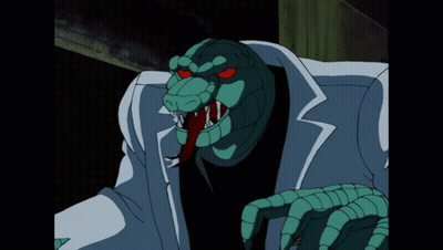 A Cartoon Drawing Of A Snake With A White Coat On GIF