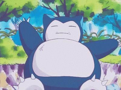A Cartoon Drawing Of A Snorlax Sleeping In The Woods With Trees In The Background GIF