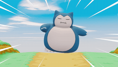 A Cartoon Drawing Of A Snorlax With Its Eyes Closed On A Grassy Hill GIF