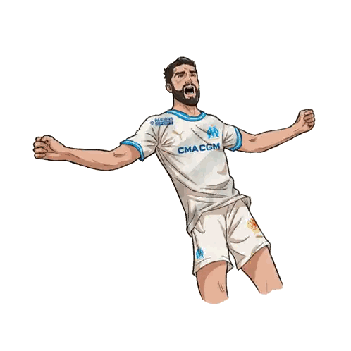 A Cartoon Drawing Of A Soccer Player Wearing A Jersey That Says Cma Cgm On It Sticker