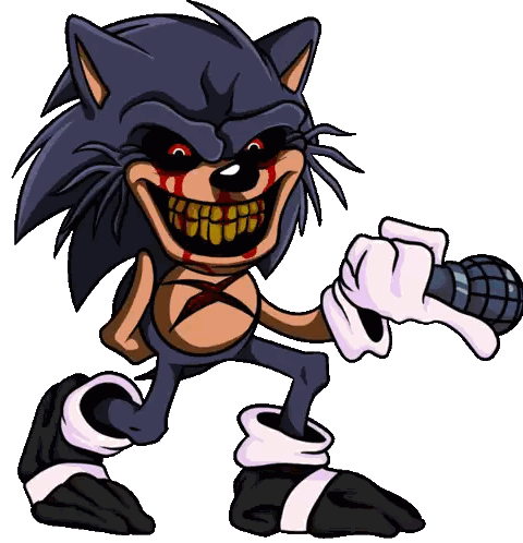 A Cartoon Drawing Of A Sonic The Hedgehog With Blood On His Face Holding A Microphone Sticker