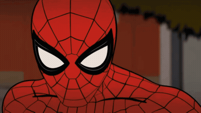 A Cartoon Drawing Of A Spider Man Holding A Rope GIF