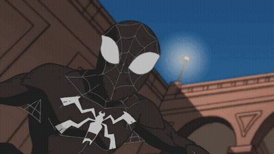 A Cartoon Drawing Of A Spider With The Word Venom On His Face GIF