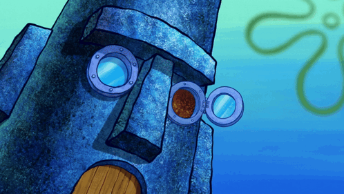 A Cartoon Drawing Of A Spongebob House With Glasses GIF