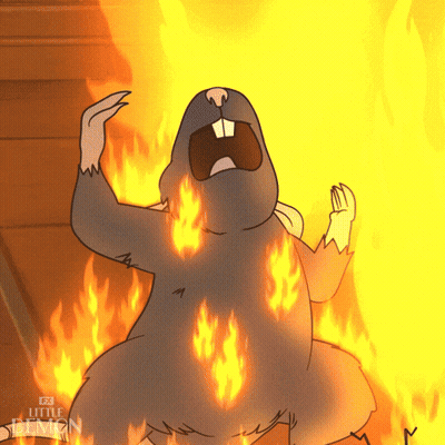 A Cartoon Drawing Of A Squirrel On Fire With The Words Fx Little Demon Below It GIF