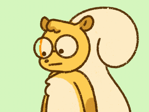 A Cartoon Drawing Of A Squirrel Wearing Glasses And A White Tail GIF