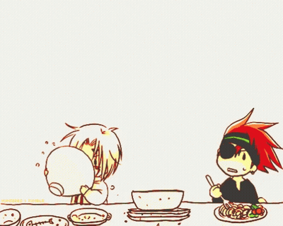 A Cartoon Drawing Of A Stack Of Bowls And Plates With The Words " Hunteres Tumblr " On The Bottom GIF