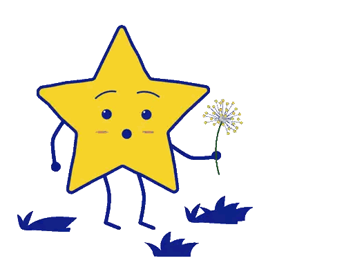 A Cartoon Drawing Of A Star Blowing Dandelions GIF