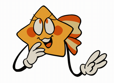 A Cartoon Drawing Of A Star With A Bow On Its Head GIF