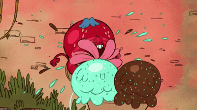 A Cartoon Drawing Of A Strawberry With A Flower On It GIF