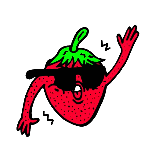 A Cartoon Drawing Of A Strawberry With Sunglasses On Sticker