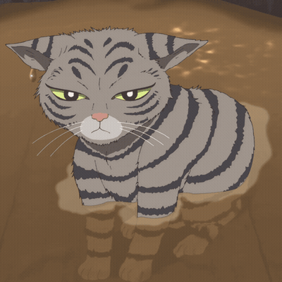 A Cartoon Drawing Of A Striped Cat With A Sad Look On Its Face GIF