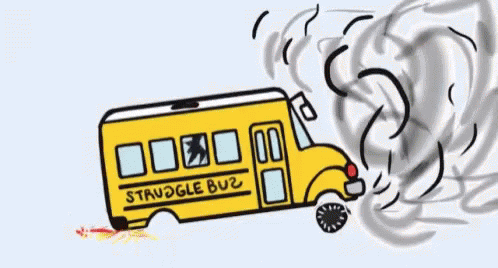 A Cartoon Drawing Of A Struggle Bus GIF