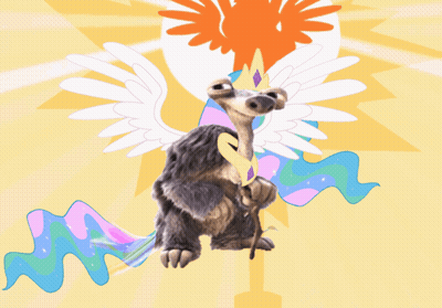 A Cartoon Drawing Of A Stuffed Animal With Wings And A Crown On Its Head GIF