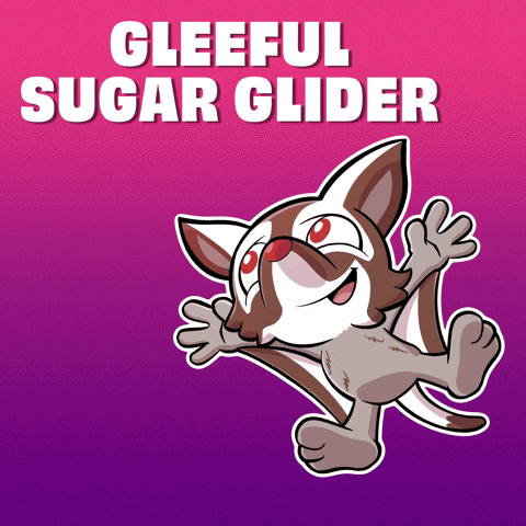 A Cartoon Drawing Of A Sugar Glider With The Words Gleeful Sugar Glider Above It GIF