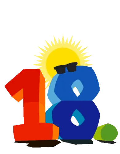 A Cartoon Drawing Of A Sun Sunglasses And The Number 100 Sticker
