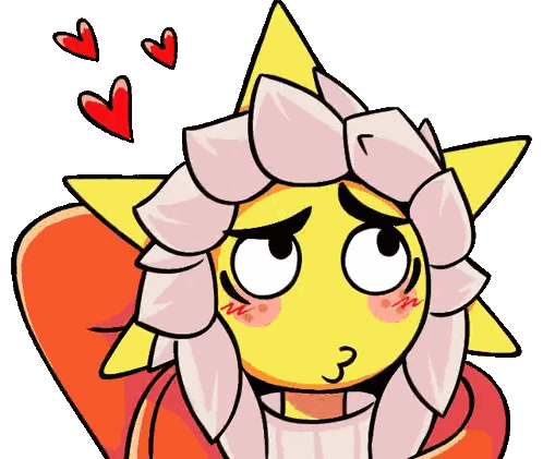 A Cartoon Drawing Of A Sun With Three Hearts Around It Sticker