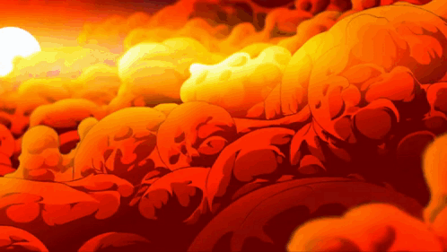 A Cartoon Drawing Of A Sunset With A Lot Of Clouds GIF