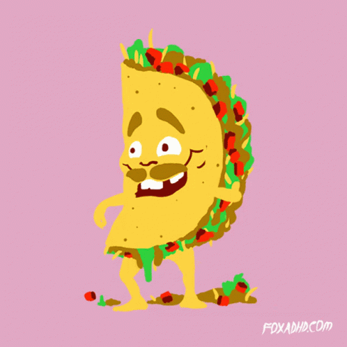 Cartoon Taco With Foxadho.com Website GIF
