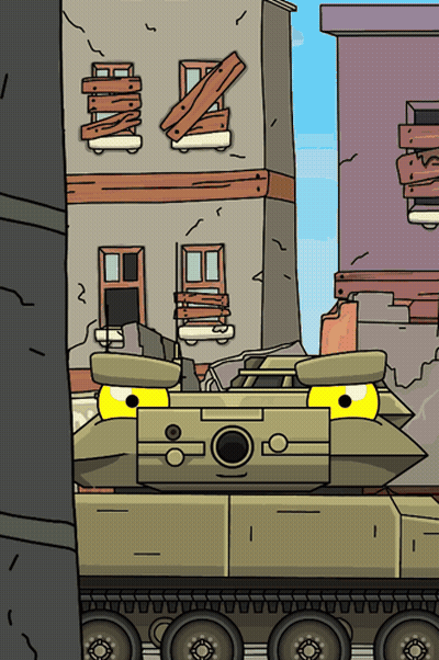 A Cartoon Drawing Of A Tank With A Yellow Eye GIF